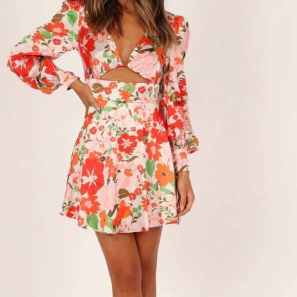Petal & Pup Floral Mini Dress - Red, Green, White - Picture 3 of 4